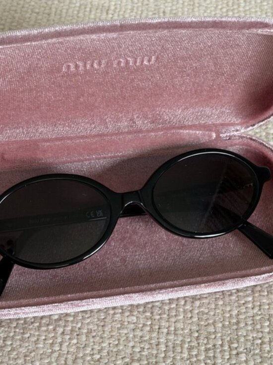 Miu Miu Black Sunglasses with Pink Velvet Case